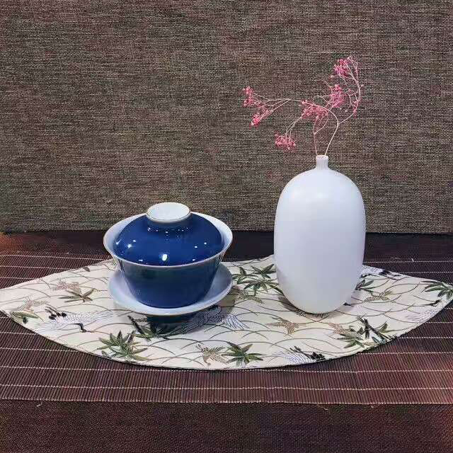 景德镇手工盖碗霁蓝霁青