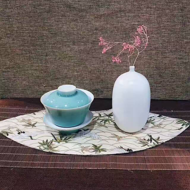 景德镇手工盖碗豆绿天青玛瑙红